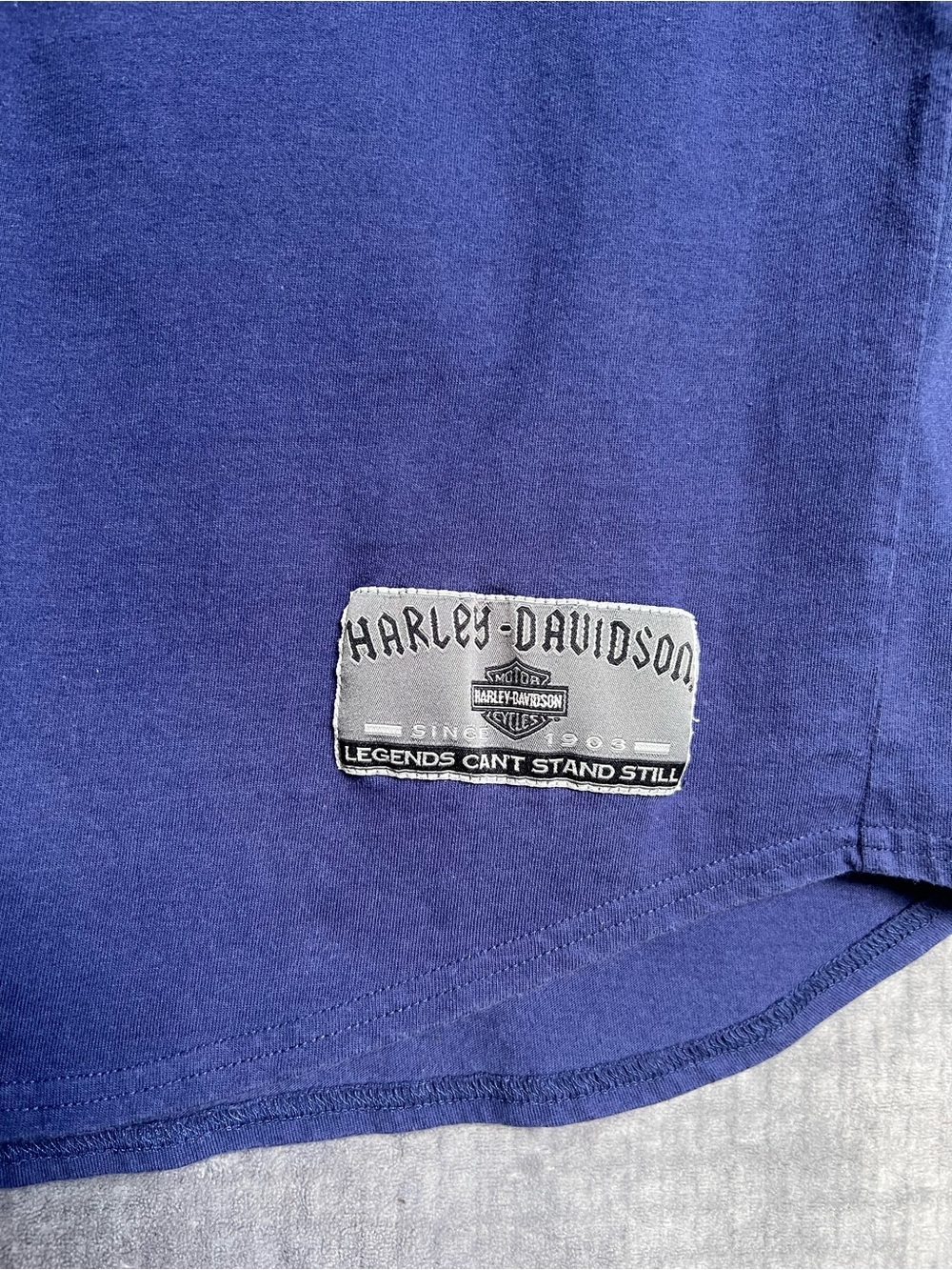 VTG 2000 Harley Davidson Baseball Jersey Sz Large Blue Gray Cotton Button Down - Picture 10 of 14